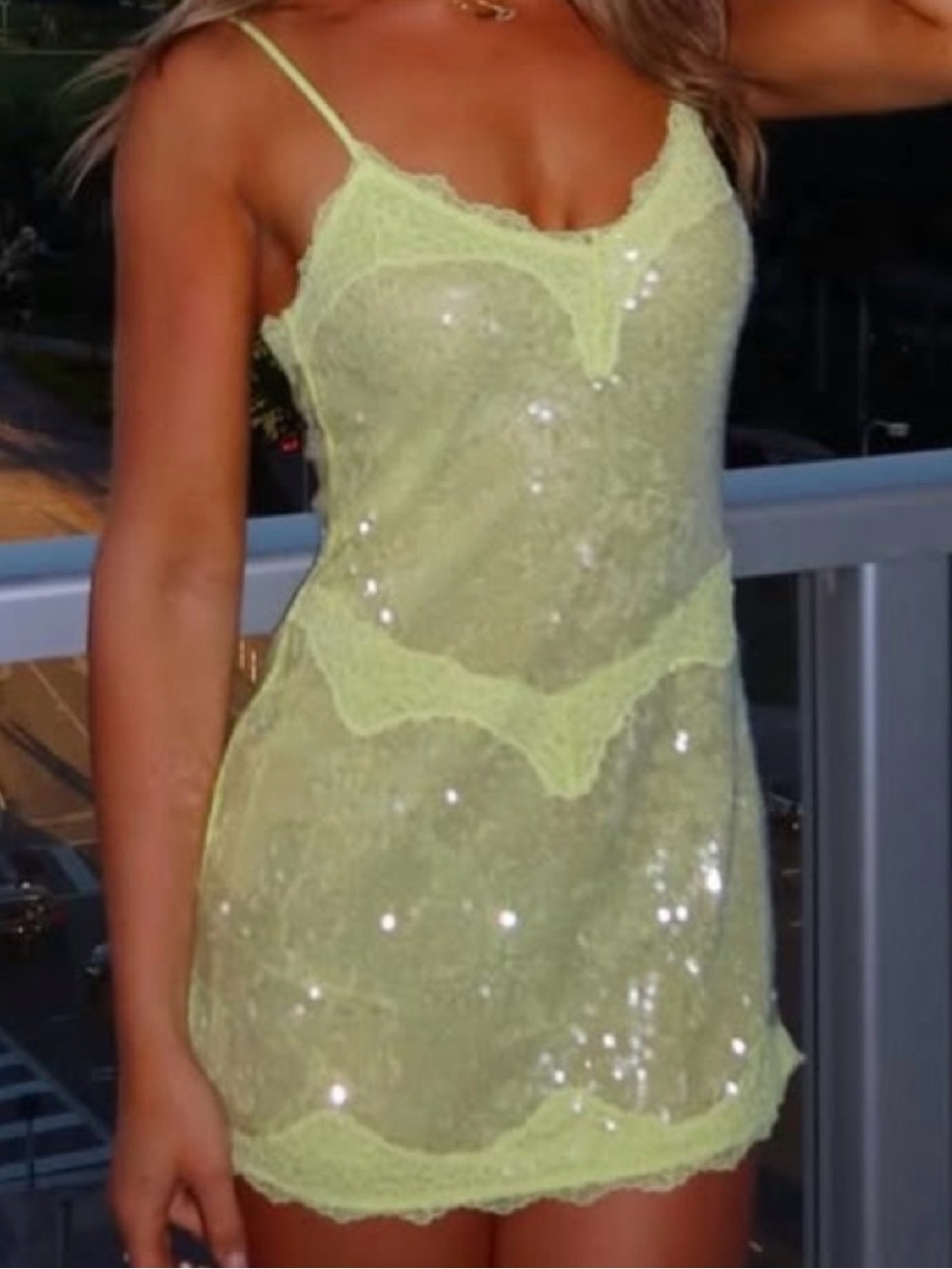 Victoria's Secret Light Lime Green Sequin Mini Dress